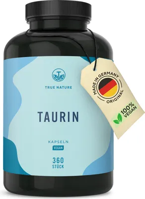 Produktbild von Taurin - 360 Kapseln Hochdosiert 1000mg- Vegan - (180 Tage Vorrat) - TRUE NATURE®