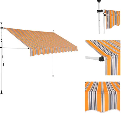 Obrázok produktu pre vidaXL Ručne ovládaná výsuvná markíza 300 cm žlto-modrá pruhovaná - Markízy