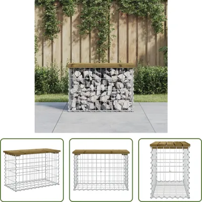 Immagine prodotto di The Living Store Panca da giardino in gabbione 63x31,5x42 cm in legno di pino impregnato