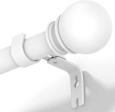 Productafbeelding van Witte Gordijnroede Uitschuifbaar 102-229 cm, Telescopische Gordijnstang van Metaal Ø25 mm met Steunen en Eindstukken