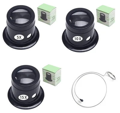 Uhrmacher-Lupe 5x 10x 15x Vergrößerung, Juwelier-Lupe, Vergrößerungsglas