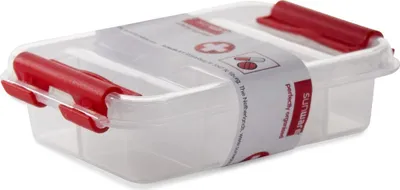 Produktbild von Sunware Erste-Hilfe-Pillenbox inkl. Deckel transparent/rot