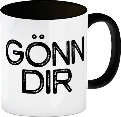 Produktbild von Gönn dir Kaffeebecher Henkel und Innenseite Schwarz