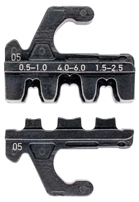 Obrázek produktu pro KNIPEX 97 39 05 Sada lisovacích matric pro neizolované, otevřené konektory (šířka konektoru 4,8 + 6,3 mm)