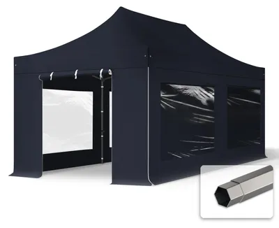 Produktbild von TOOLPORT 3x6m Stahl Faltpavillon, inkl. 4 Seitenteile, schwarz