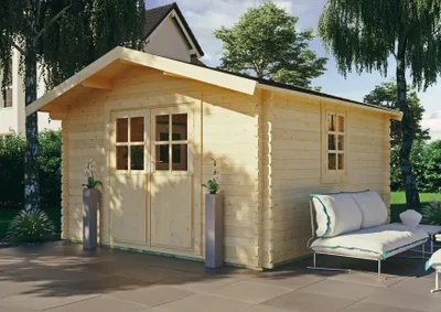 Produktbild von Gartenhaus Springfield III 3,40x3,40 m - inklusive hochwertigen Dachschindeln