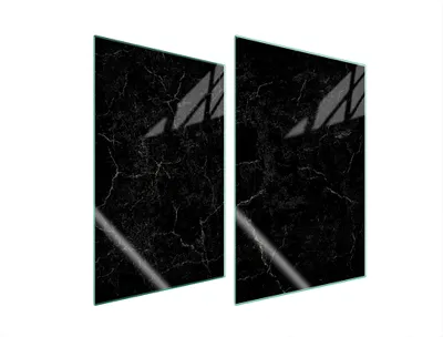 Produktbild von Herdabdeckplatten 2 teilig 35x52 Glaskeramikkochfeld Abdeckung Glas Schneidebrett Marmor Schwarz