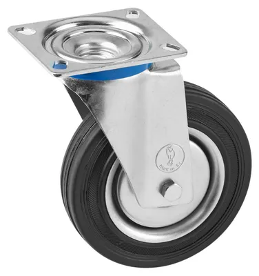 Produktbild von Metafranc Lenkrolle Ø 200 mm 140 x 110 mm Platte Vollgummi-Rad Weiche Lauffläche