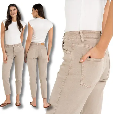 Produktbild von Moraj Damen Mom-Fit Jeans High Waist Loose Fit – Hellbeige, Größe 40