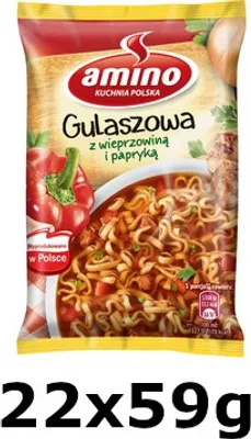 Produktbild von GroßhandelPL Amino Instant Gulasch Suppe Nudle 22x59g