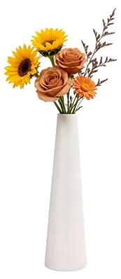 Keramik-Vase, 22 cm, weiß, konisch, für 1-2 Blumen