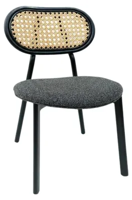 Image de Chaise de restaurant en Rotin synthétique,Tissus Gris pour Exterieur