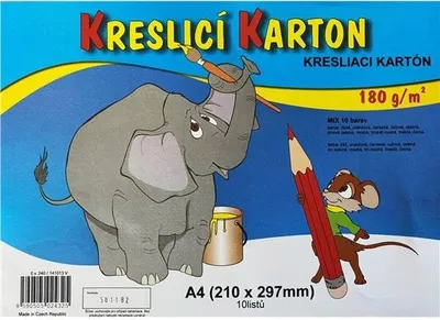 Obrázok produktu pre Kresliaci kartón A4 farebný, 180g, 10 listov, 10 farieb