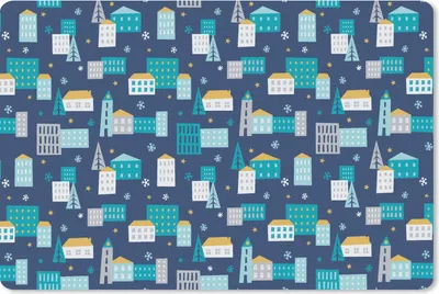Produktbild von MuchoWow® Mauspad Mousepad Winter - Stadt - Nacht - Muster 27x18 cm - Mousepads - Maus Mat - Pad - Mausunterlage - Büroartikel - Desk Matten
