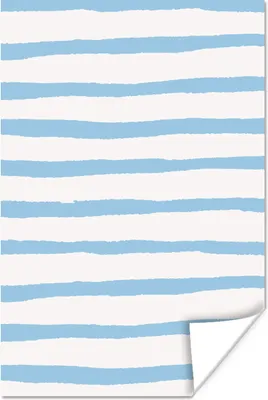 Produktbild von MuchoWow® Poster Linie - Blau - Muster 120x180 cm - Kunstposter