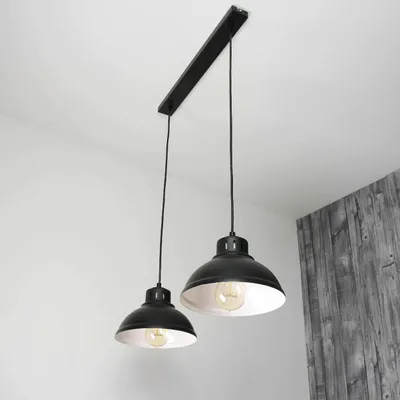 Produktbild von Pendelleuchte Industrie "Sven" Schwarz Metall 2-flammig Hängelampe Wohnzimmer Esszimmer Esstisch