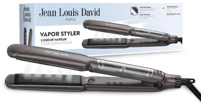Produktbild von JEAN LOUIS DAVID Vapor Styler Dampf Glätteisen, 6 Temperaturen 150–235 °C, Keramik-Turmalin, 10-ml-Wassertank, 5 Dampfauslässe, 360°-Kabel, Grau/Noir/Gris