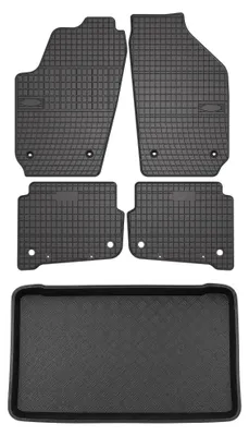 Productafbeelding van Rubberen automatten + kofferbakmat voor Volkswagen Fox 2005-2011 (hatchback) – 5-delig, zwart, op maat – Wielganizator SolidPRO