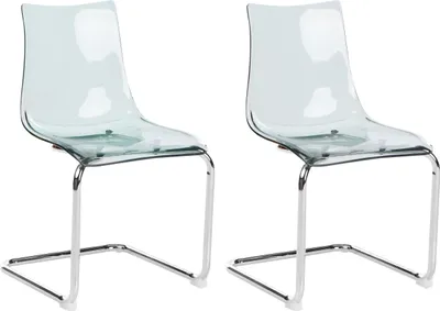 Produktbild von BELIANI Esszimmerstuhl 2er Set Transparent Schwarz aus Kunststoff Freischwinger Durchsichtig Modernes Design Plastikstühle Esszimmer Küche