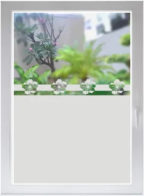 Produktbild von INDIGOS UG Fensterfolie Hibiskus Glasdekorfolie Malve Sichtschutzfolie Hawaii Blüten satiniert blickdicht - 1000mm Breite x 400mm Höhe