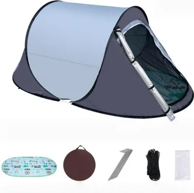 Produktbild von Automatik-Schnellaufbauzelt 190T Silberbeschichtung UV-Schutz wasserdicht 1-2 Personen Campingzelt
