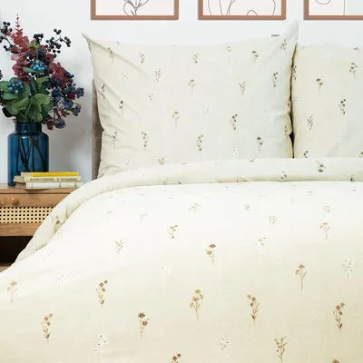 Produktbild von HOMLA REM Baumwollbettwäsche beige geblümt 160x200 cm