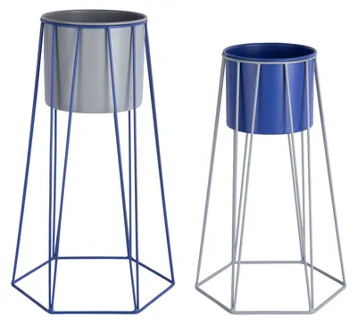 Produktbild von Present Time - Blumentopf Cool Retro - Blau - 34x30x56cm
