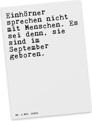 Produktbild von Mr. & Mrs. Panda Grußkarte Einhörner sprechen nicht mit... - Weiß - Geschenk, Geburtstag, Sprüche, Ansichtskarten, Postkarten, Postkarte, Einhorn, Ansichtskarte, Unicorn