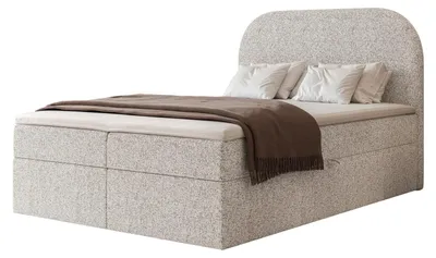 Obrázek produktu pro Postel s pružinovým roštem FUZZI 120x200, úložný prostor, matrace Bonell, světle šedá tkanina
