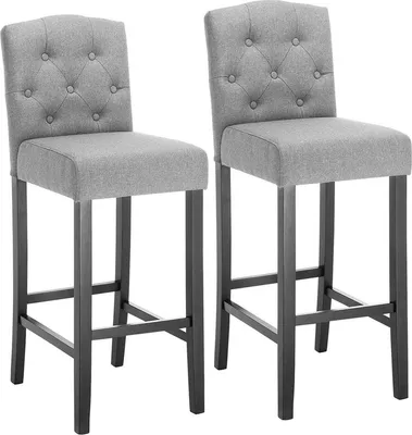 Image de Lot de 2 tabourets de bar – Gris clair – Revêtement en tissu – Ergonomiques – Design industriel – Avec dossier et repose-pieds