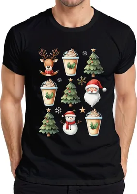 Produktbild von Rentier Kaffee Weihnachtsoutfit - Weihnachten Weihnachtsgeschenk Christmas Herren T-Shirt, Schwarz, S