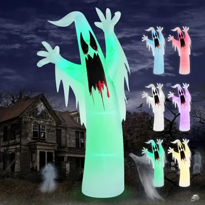 Aufblasbarer Halloween-Geist 3,66 m mit 6 LED-Lichtern