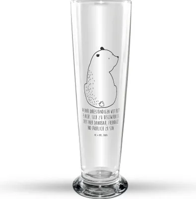 Produktbild von Mr. & Mrs. Panda Bierglas Bär Schulterblick - Transparent - Geschenk, Weltansicht, Weisheit, Motivation, Weißbierglas, Weizen Glas, Mr Mrs Weizenglas, Teddy, Weizenbier