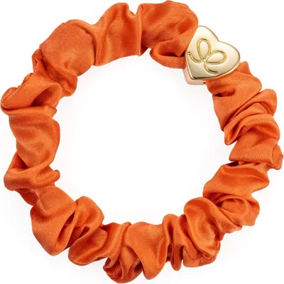 Obrázek produktu pro By Eloise London Gold Heart Silk Scrunchie Orange Peel