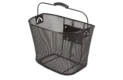 Produktbild von Prophete Fahrradkorb, abnehmbar, mit Lenkeradapter, PE-kunststoffbeschichtet, engmaschiges Wabengitter, 340 x 250 x 260 mm, schwarz