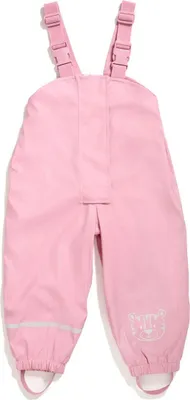 Produktbild von Regenhose für Kinder | mit Fleece gefüttert |  | winddicht | wasserdicht | elastische Schulterträger | Kinder Matschhose Buddelhose für Jungen und Mädchen [rosa, 86-92 (1-2 Jahre)]