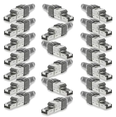 Produktbild von 20x Netzwerkstecker CAT 7 Werkzeuglos RJ45 Netzwerk Stecker Verlegekabel Metall