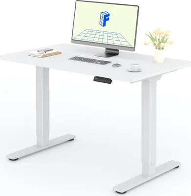 Produktbild von FLEXISPOT Elektrisch höhenverstellbarer Schreibtisch 120x80cm 100KG Tragkraft, Doppelmotor, 4 Memory Funktion, 25mm Einteilige Tischplatte (Weiß)