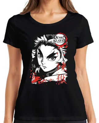 Obrázok produktu pre Dámske tričko Kimetsu no Yaiba Rengoku Fire Anime Gift, čierne, M