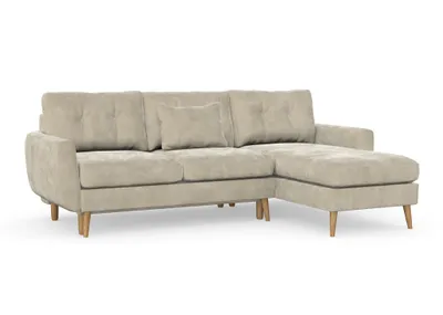 Produktbild von Harris Schlafsofa mit Chaiselongue, Massivholzkonstruktion, skandinavischer Stil, Hohe Beine aus Eichenholz, gewachst, Boston Toffee