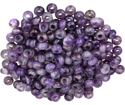 Immagine prodotto di Perline di vetro di forma rotonda, color ametista, 14x8mm, con grande foro, confezione da 20 pezzi, ideali per la creazione di gioielli fai-da-te