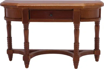Imagen del producto de Mesa semicircular en miniatura a escala 1:12, con cajón, de alta simulación, realista, hecha de madera de abedul, para muebles de casas de muñecas