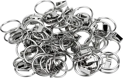 Produktbild von Vorhangringe mit Clips - Rostfreier Metallhänger - 50 Stück