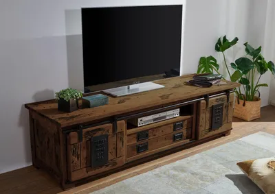 Produktbild von MASSIVMOEBEL24 TV-Board Mango 180x55x50 braun lackiert RAILWAY #446