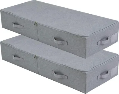 Obrázok produktu pre Úložný box pod posteľ 100 x 43 x 18 cm, 2 ks, s vekom, tmavosivá, pre spálňu