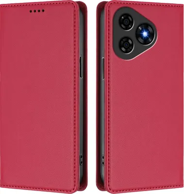 Produktbild von Handyhülle für Ulefone Note 19, Kunstleder Klapphülle Stoßfeste Magnetische Hülle mit Ständer Rot