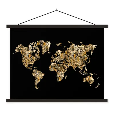 Obrázek produktu pro MuchoWow® Textilní plakát - Mapa světa - Had - Design - 150x113cm - S černými lamelami