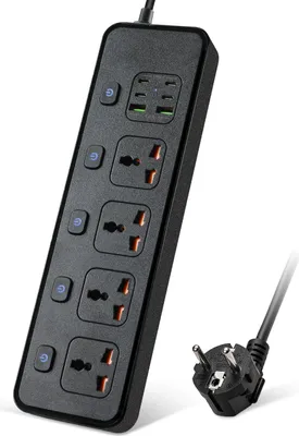 Obrázok produktu pre INF Napájací spínač s konektormi USB a Type-C - Univerzálna zásuvka čierna
