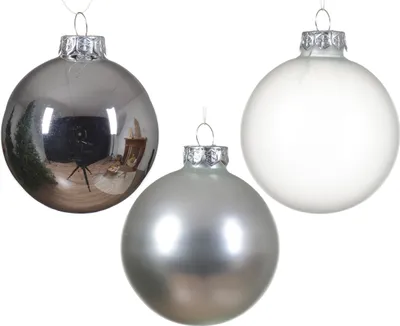 Produktbild von Weihnachtskugeln Glas 5-7cm 21er Set - Silber