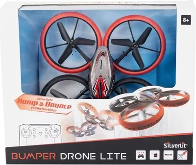 Obrázok produktu pre Diaľkovo ovládaná dron, FLYBOTIC Bumper Drone Lit, 17 cm, červená a čierna, odolná proti nárazom, LED svetlo